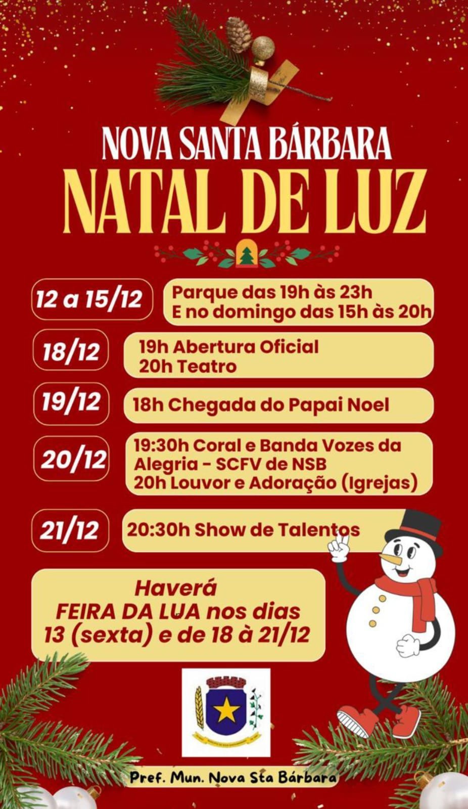 NATAL DE LUZ - CONFIRA A PROGRAMAÇÃO